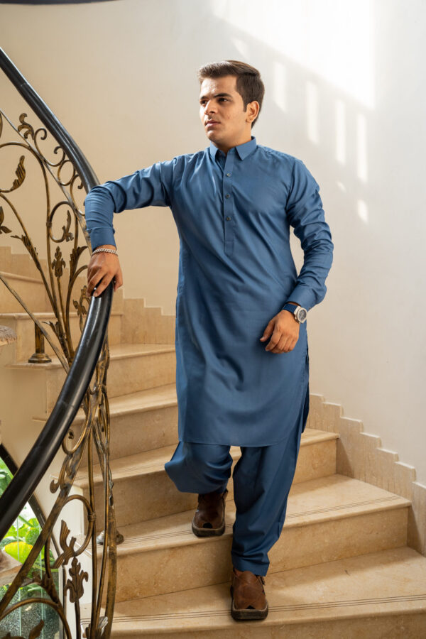 Blue Gray Kurta - Image 2